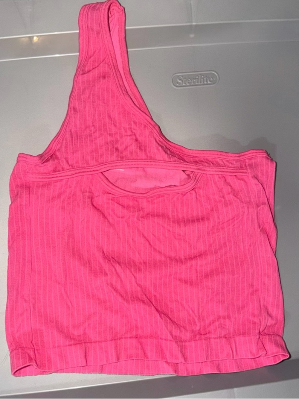 Women's Ribbed One-Shoulder Crop Top - Pink